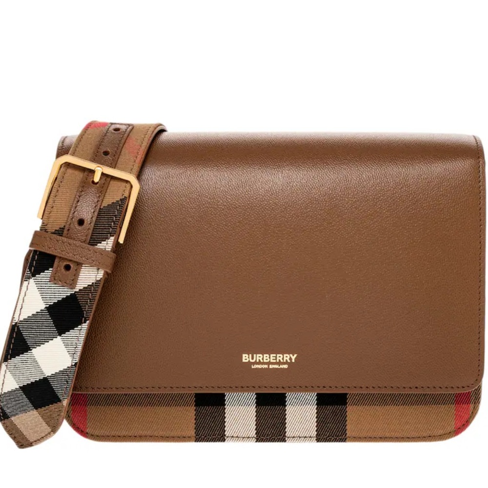 Burberry Mackford Brown Checkered Bag